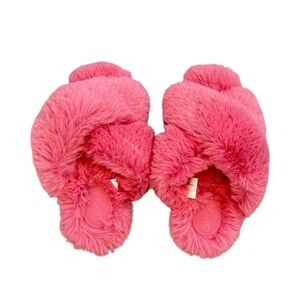 Cat & Jack Pink Fur Open-Toe Brooklyn Slippers Like New Size S-1